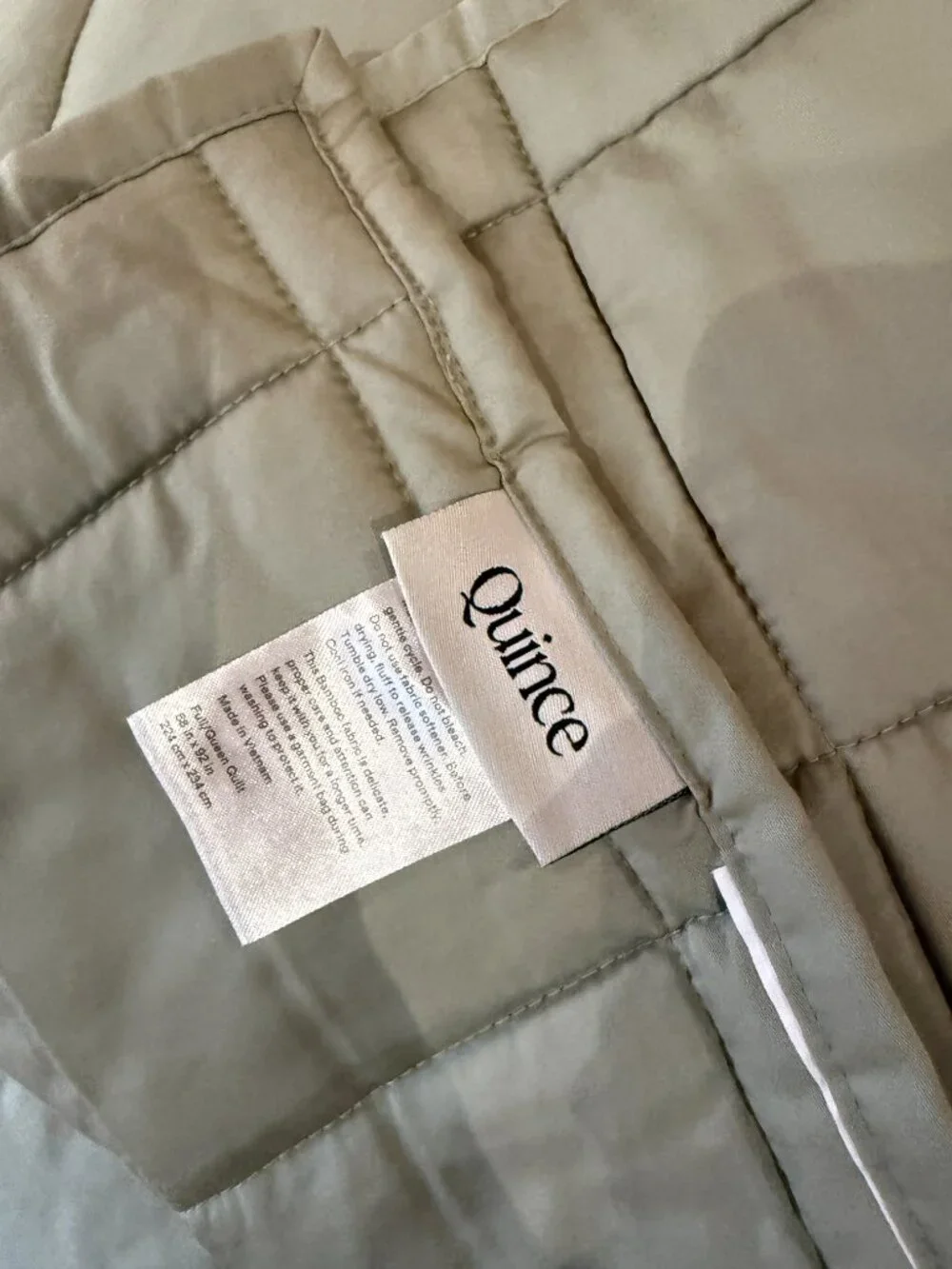 NWOT QUINCE Organic Bamboo Box Quilt Sage Queen